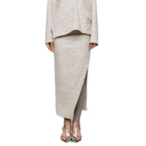 Floral Wool Diagonal Long Skirt