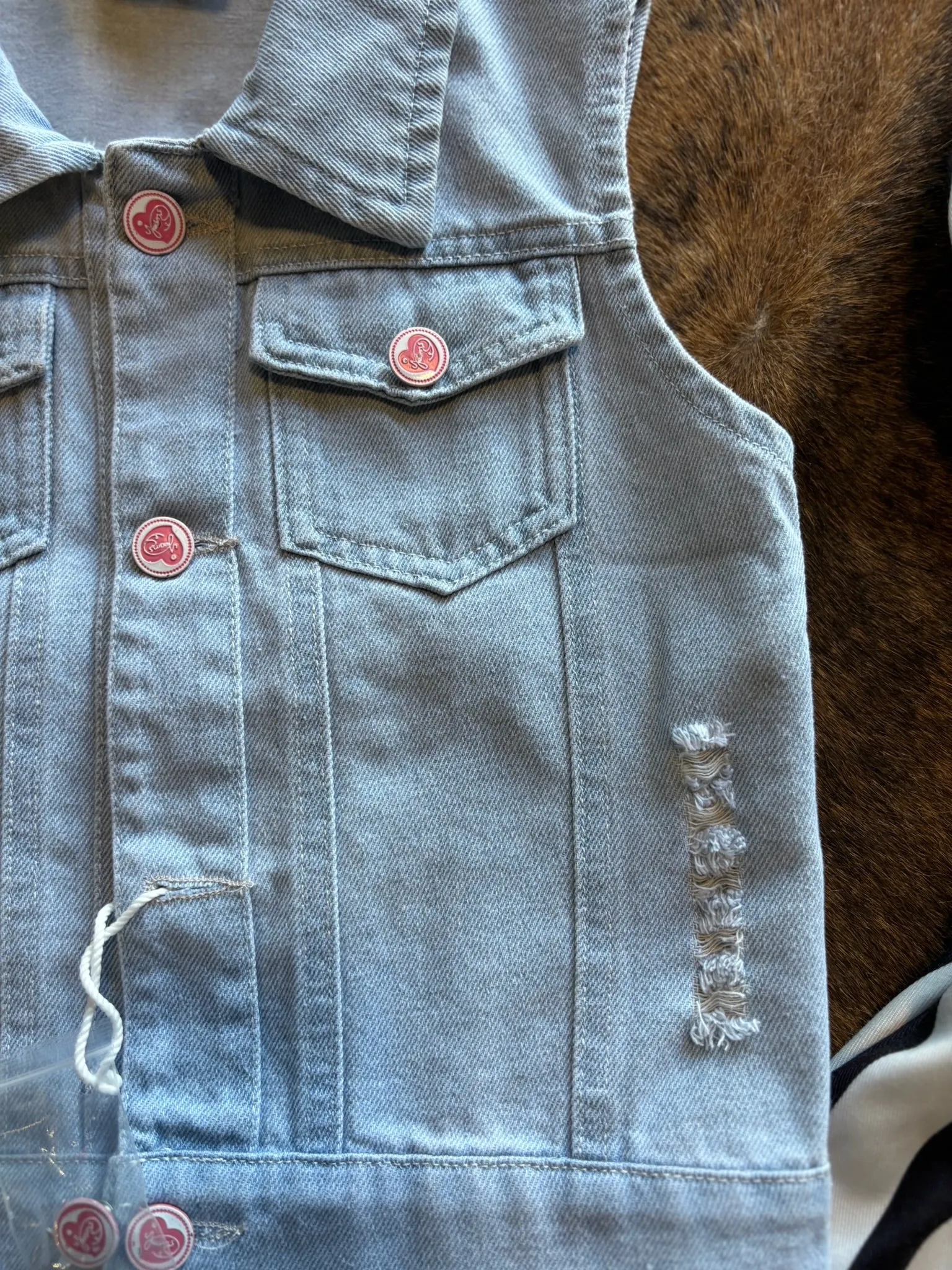 Girl's denim coquette vest