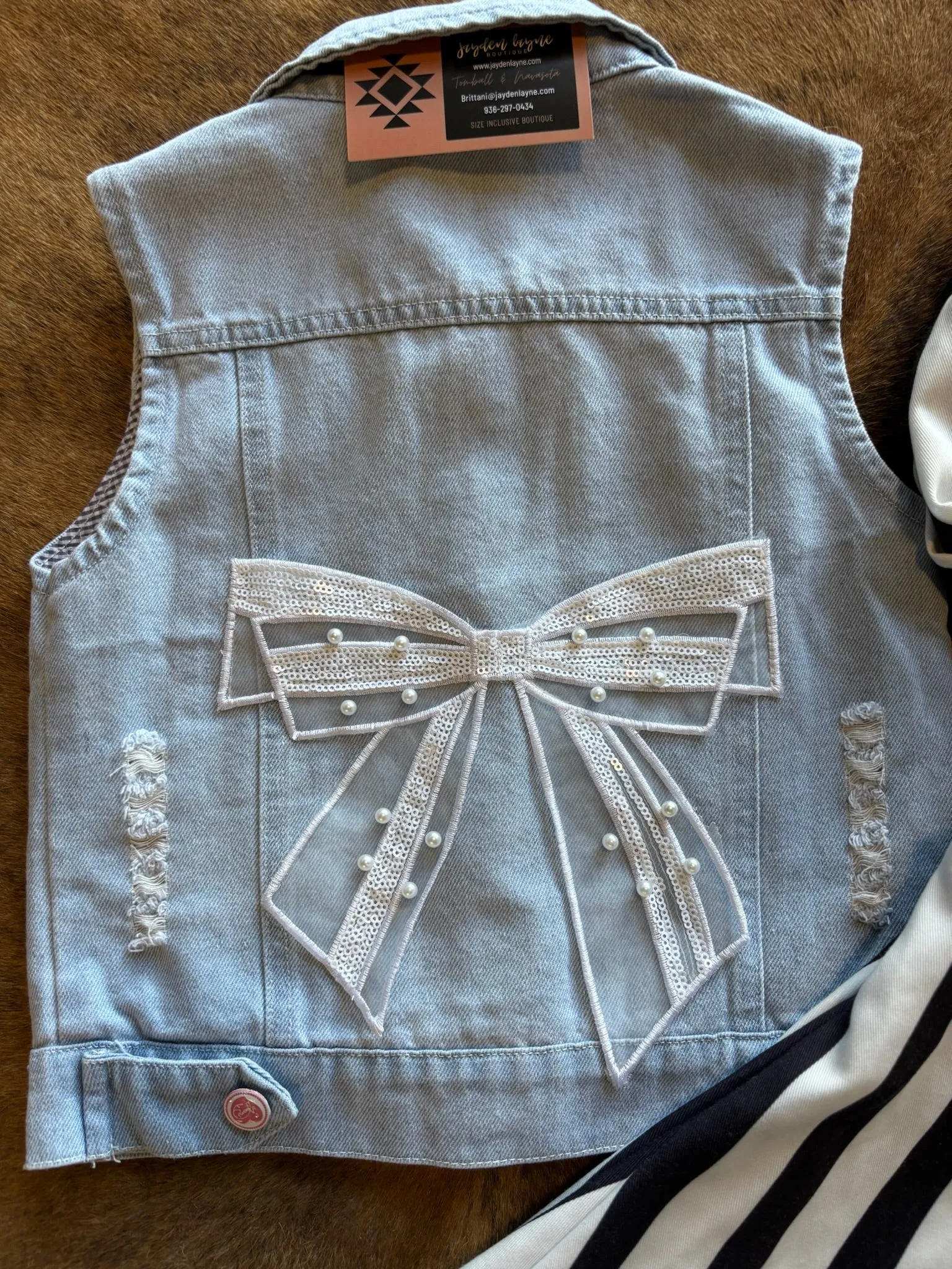 Girl's denim coquette vest