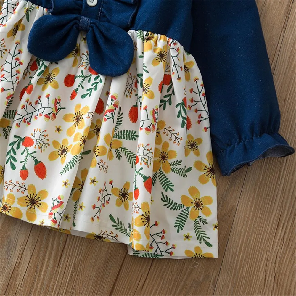 Girls Floral Printed Casual Dress Girls Wholesale Dresses