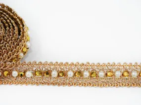 Golden Pearls Embroidered Border