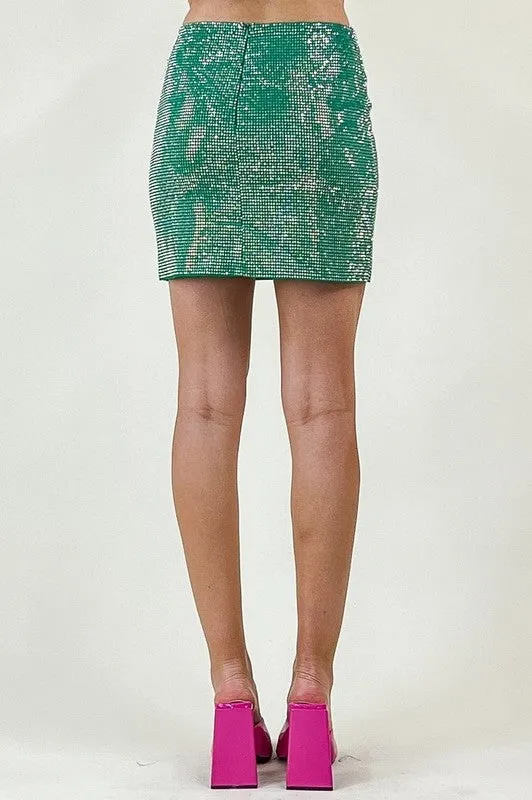 Green Rhinestone Skirt