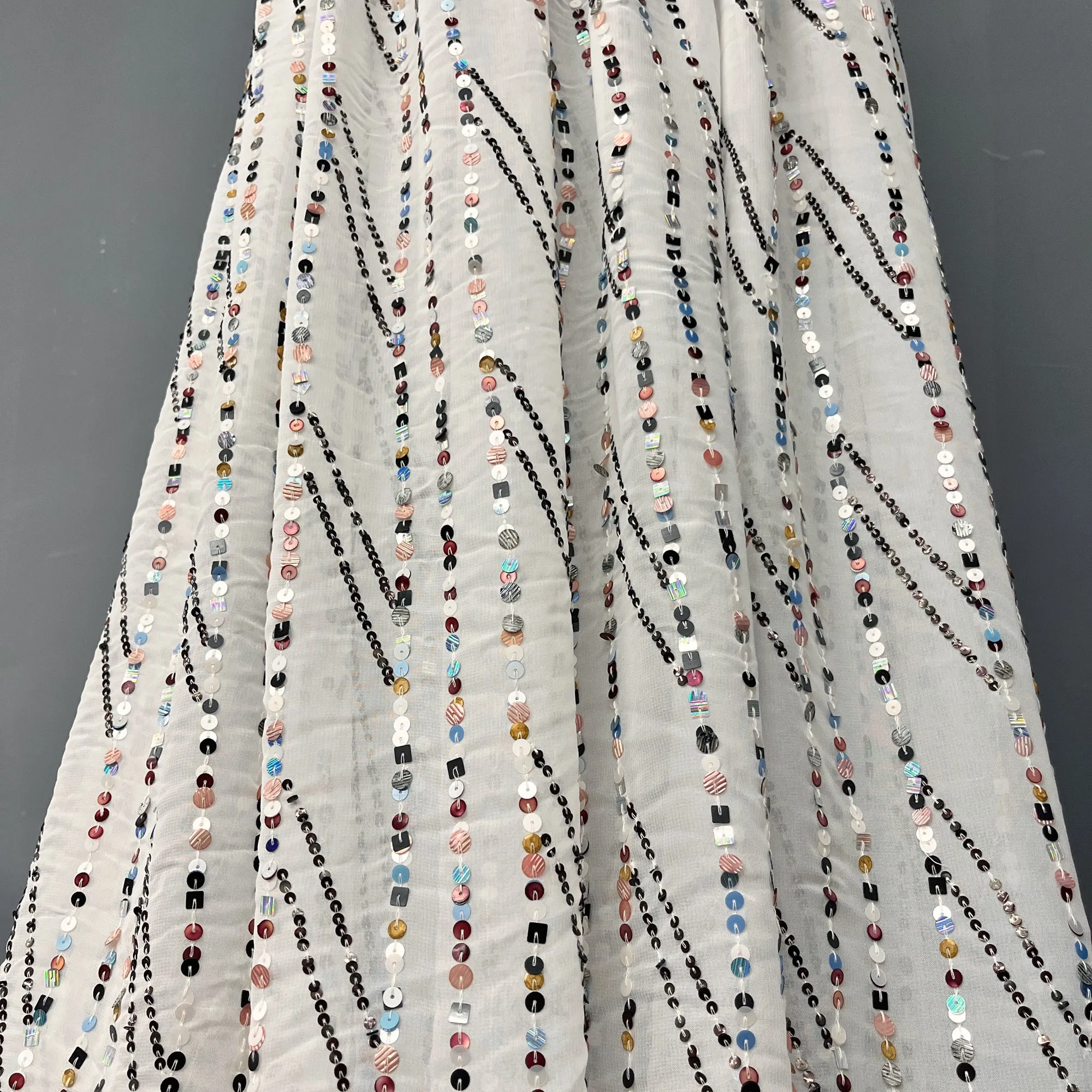 Hand Sequined Chiffon Fabric 100% Polyester Approximately 48" Wide | Lace USA - GD-04