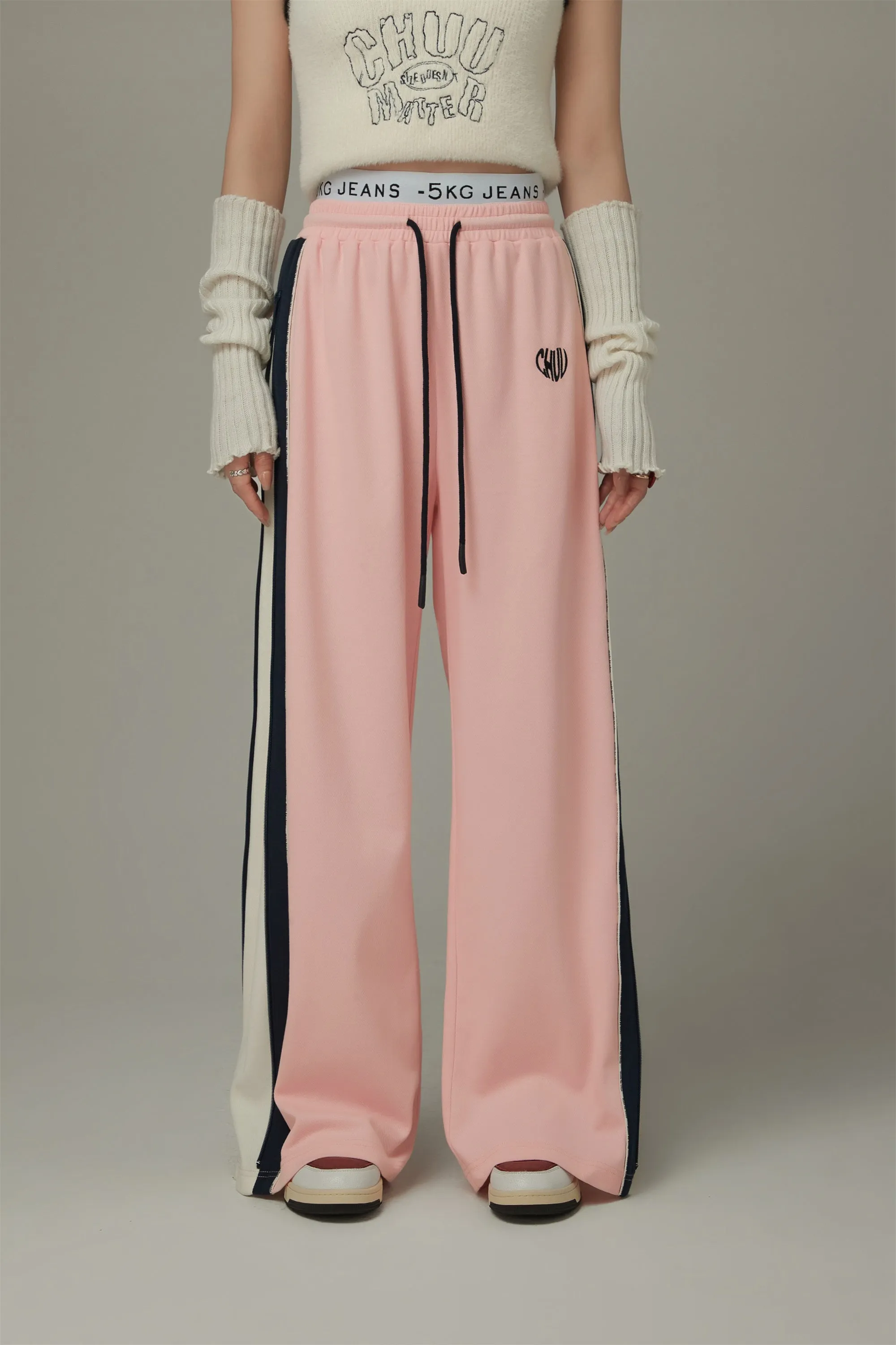 Heart Embroidered Wide Pants