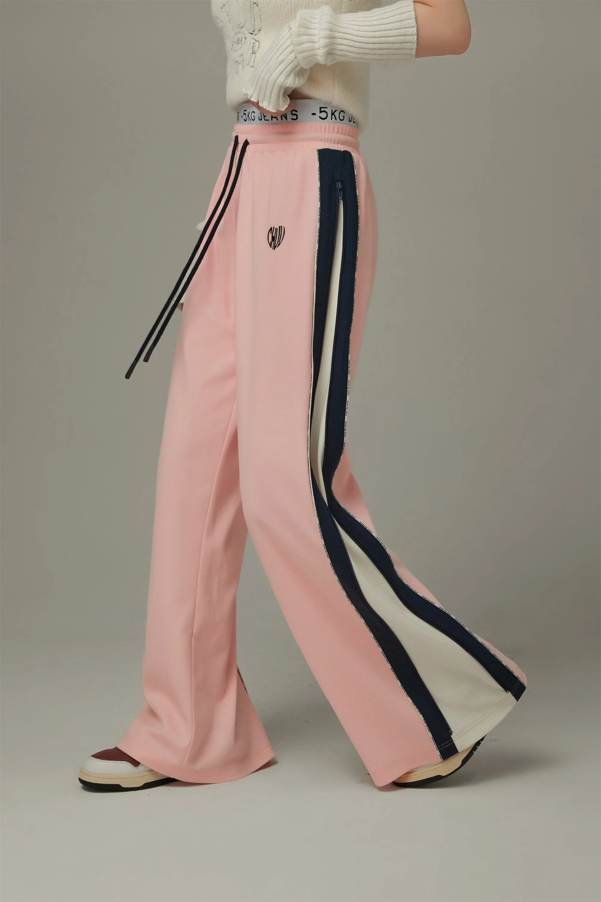 Heart Embroidered Wide Pants