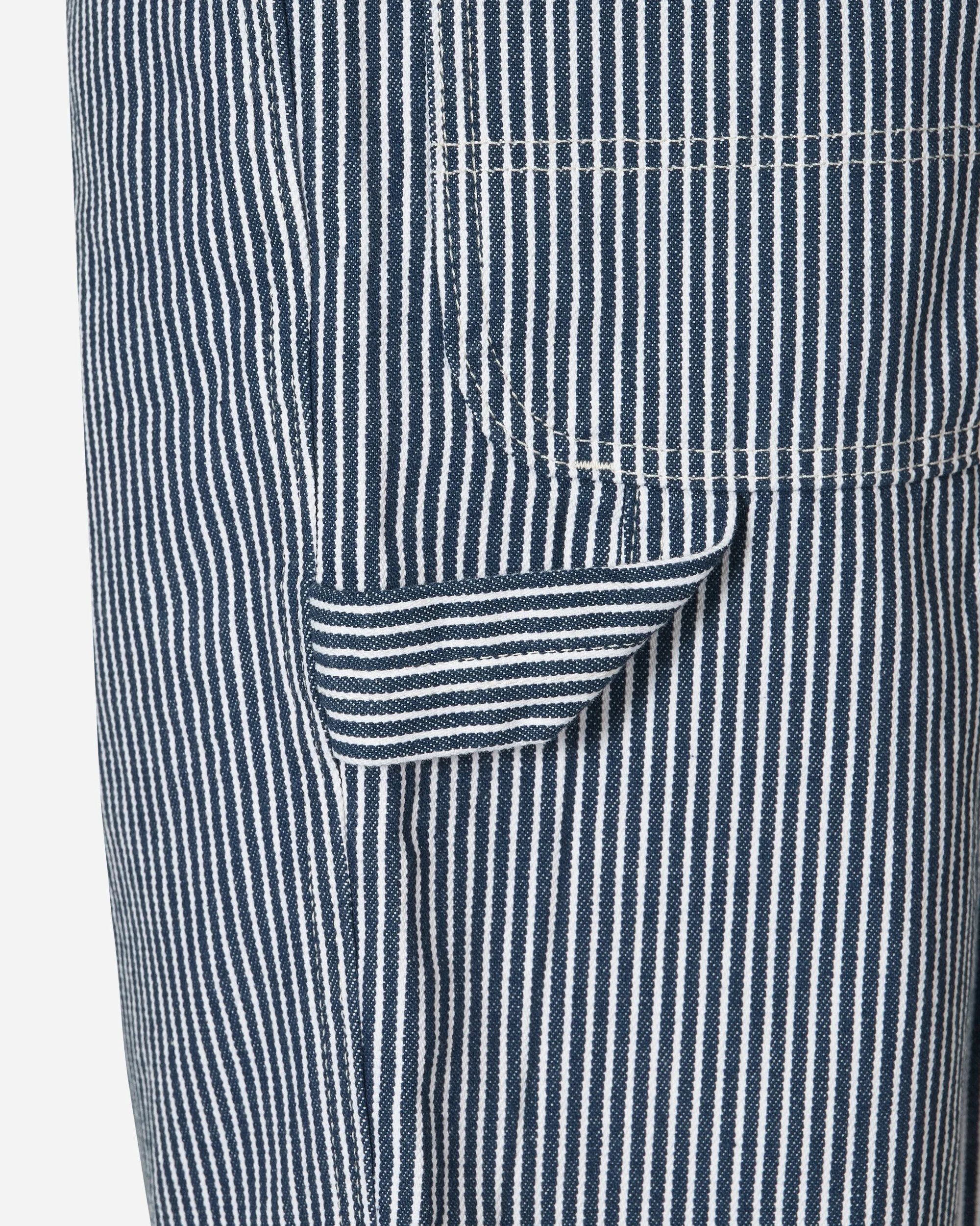 Hickory Stripe Carpenter Shorts Blue