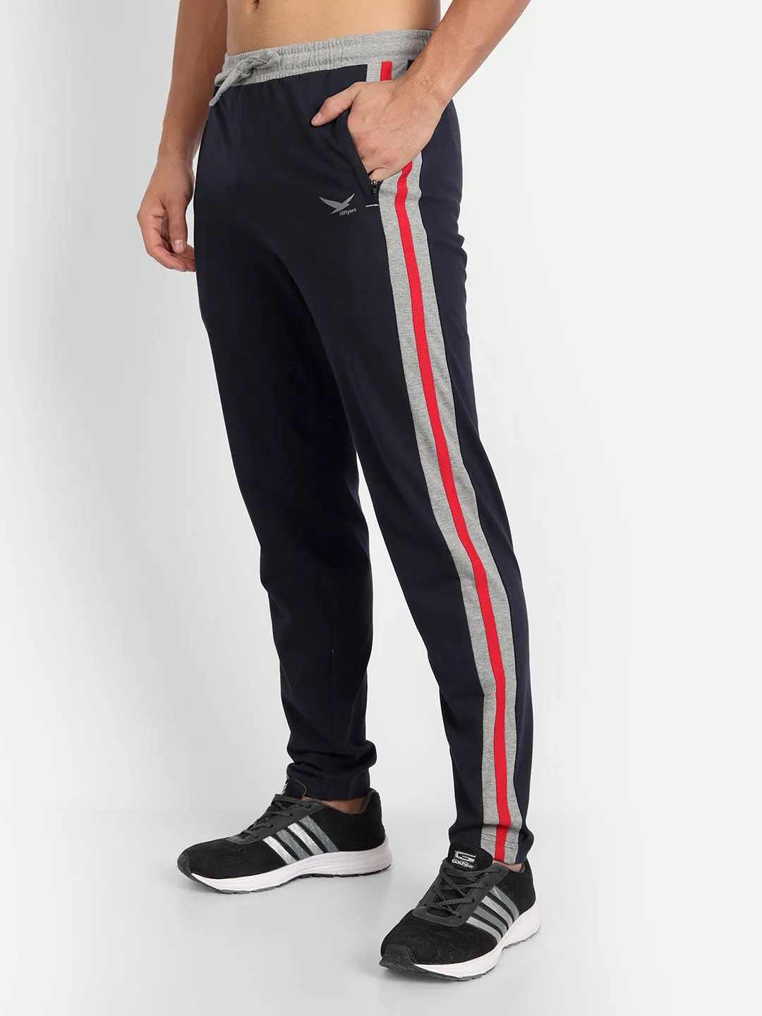 HiFlyers Men Side Striped Details Navy Blue Trackpants
