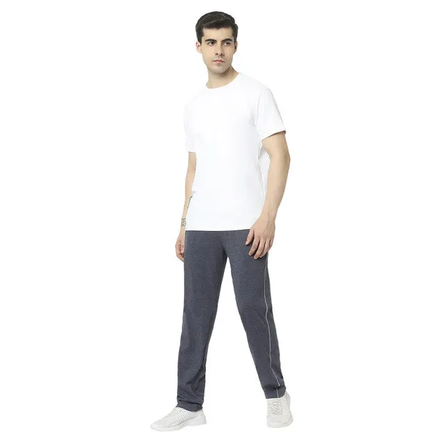 Hiflyers Mens Anthra-Blue Regular Fit Solid Cotton Blend Trackpant/Jogger