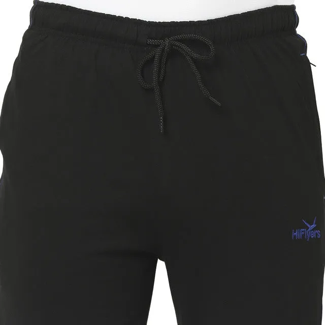 Hiflyers Mens Black Regular Fit Solid Cotton Blend Trackpant/Jogger