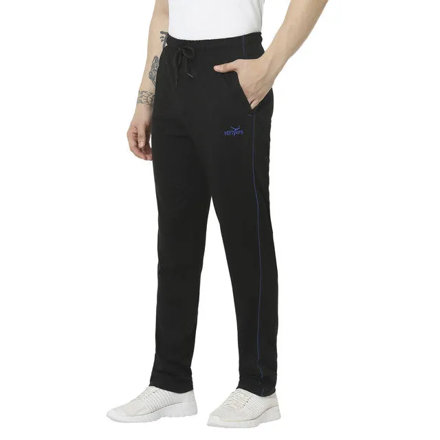 Hiflyers Mens Black Regular Fit Solid Cotton Blend Trackpant/Jogger