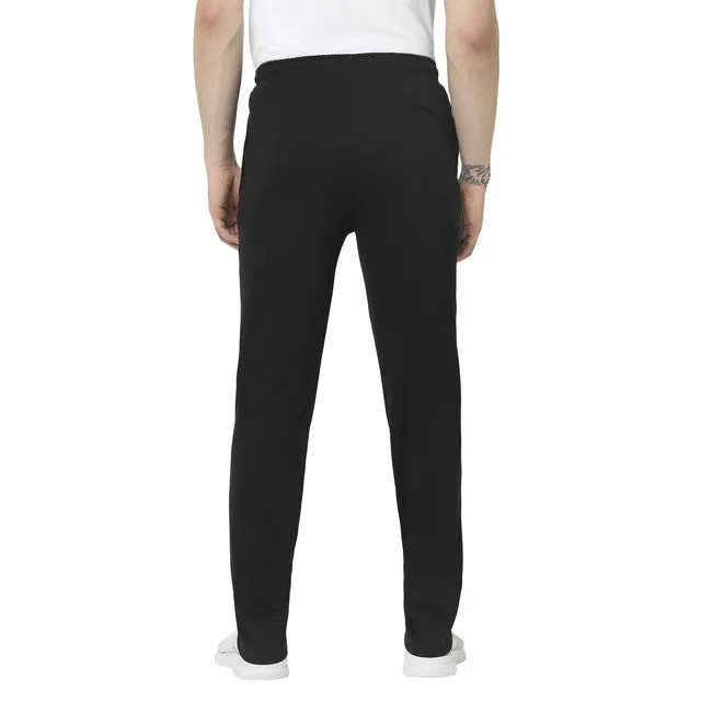 Hiflyers Mens Black Regular Fit Solid Cotton Blend Trackpant/Jogger