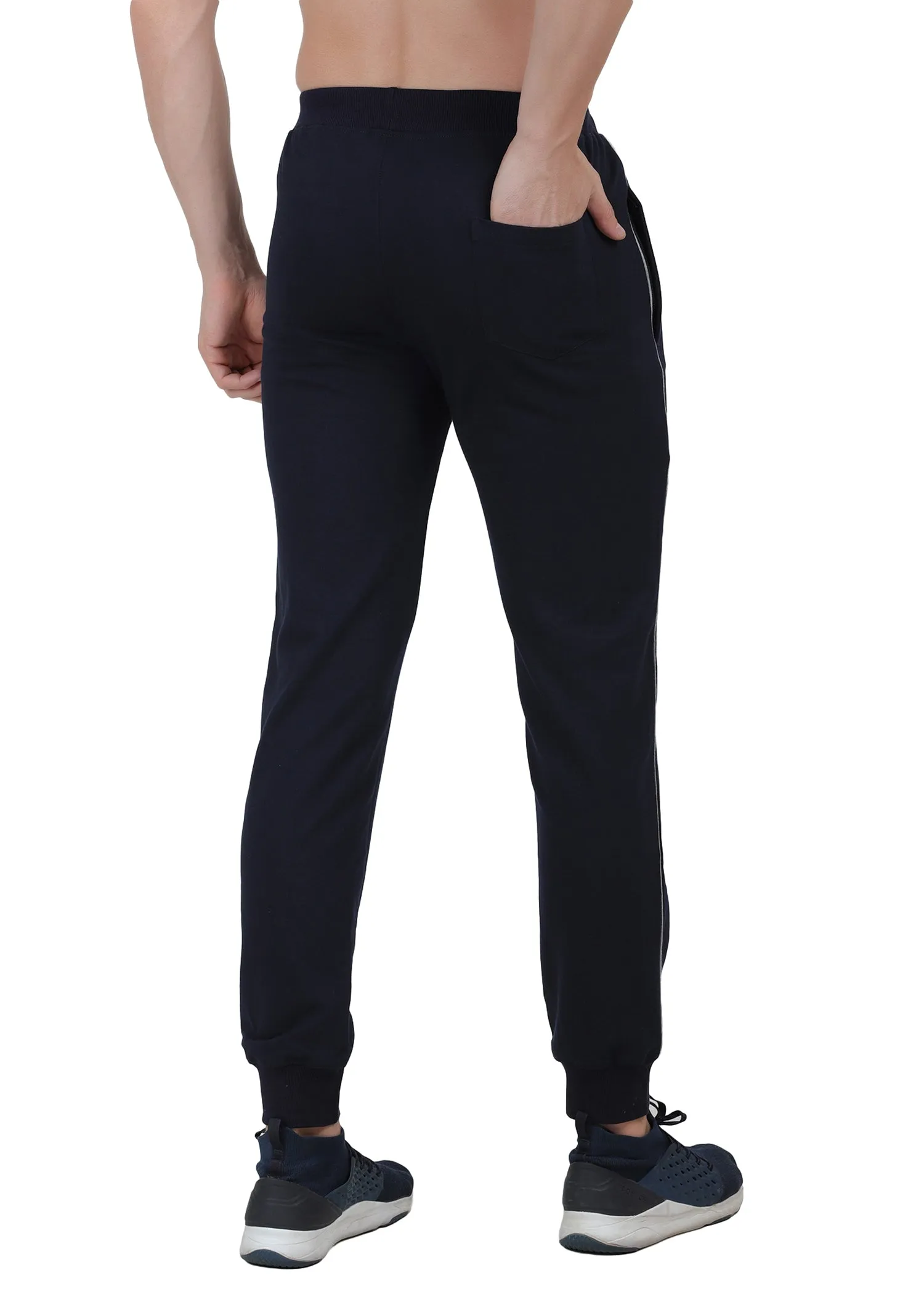 Hiflyers Mens Navy Slim Fit Solid Terry Joggers