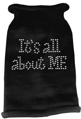 It's All About Me Rhinestone Knit Pet Sweater LG Black