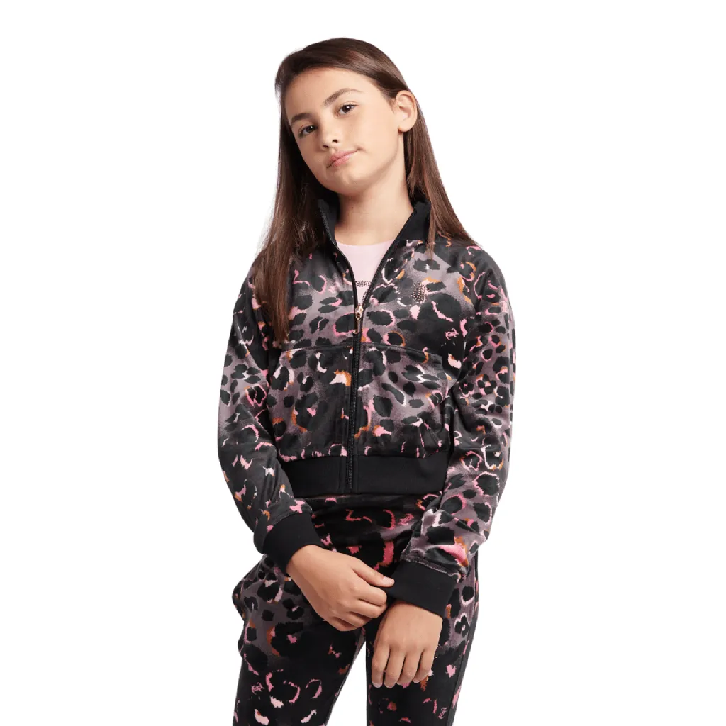 Juicy Couture Velour Leopard Print Zip Thru Tracksuit Junior