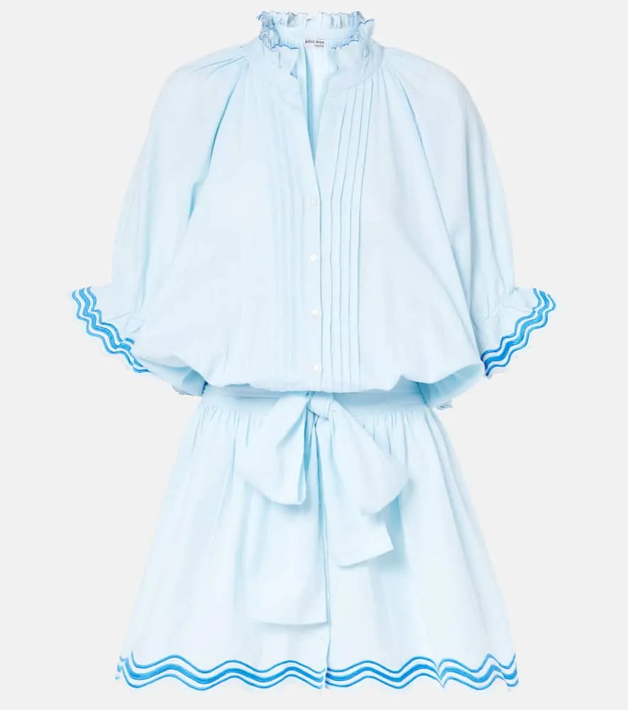 Juliet Dunn Embroidered cotton and linen minidress