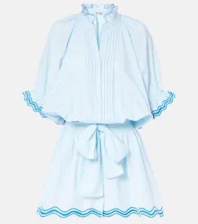 Juliet Dunn Embroidered cotton and linen minidress