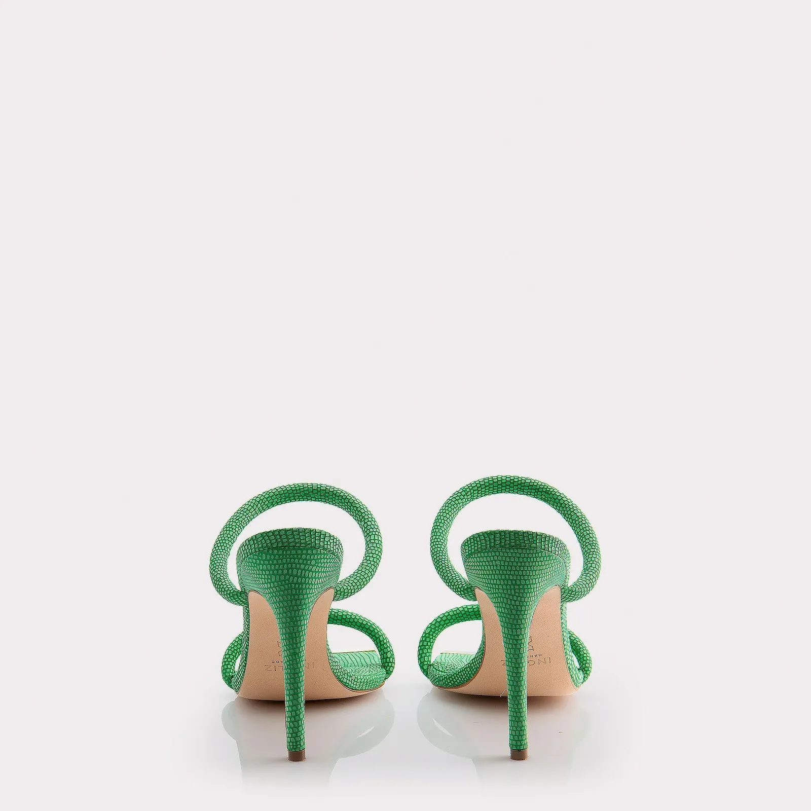 KATERINA GREEN LIZZARD EMBOSSED SUEDE LEATHER MULES