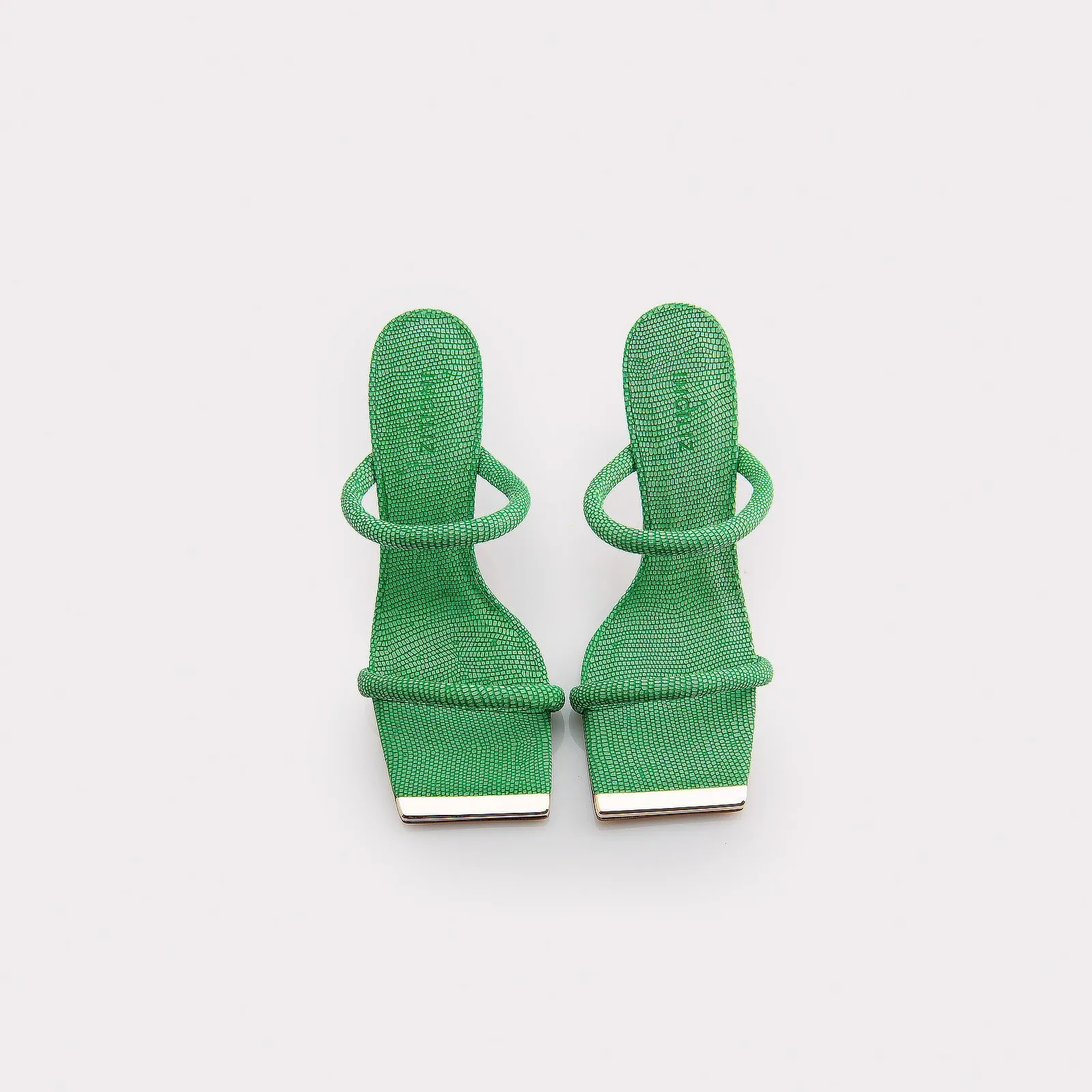 KATERINA GREEN LIZZARD EMBOSSED SUEDE LEATHER MULES