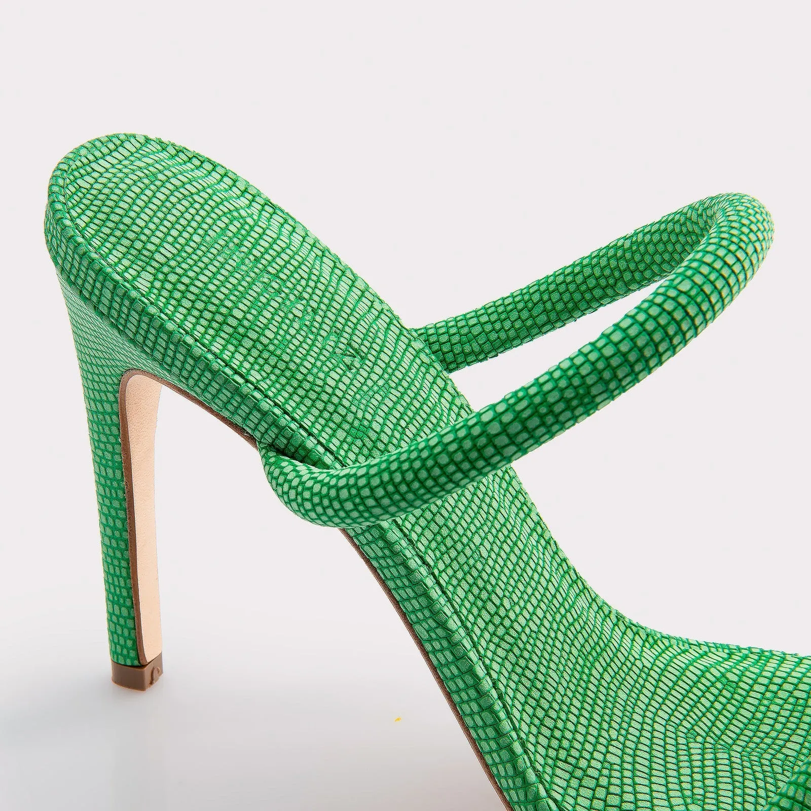 KATERINA GREEN LIZZARD EMBOSSED SUEDE LEATHER MULES