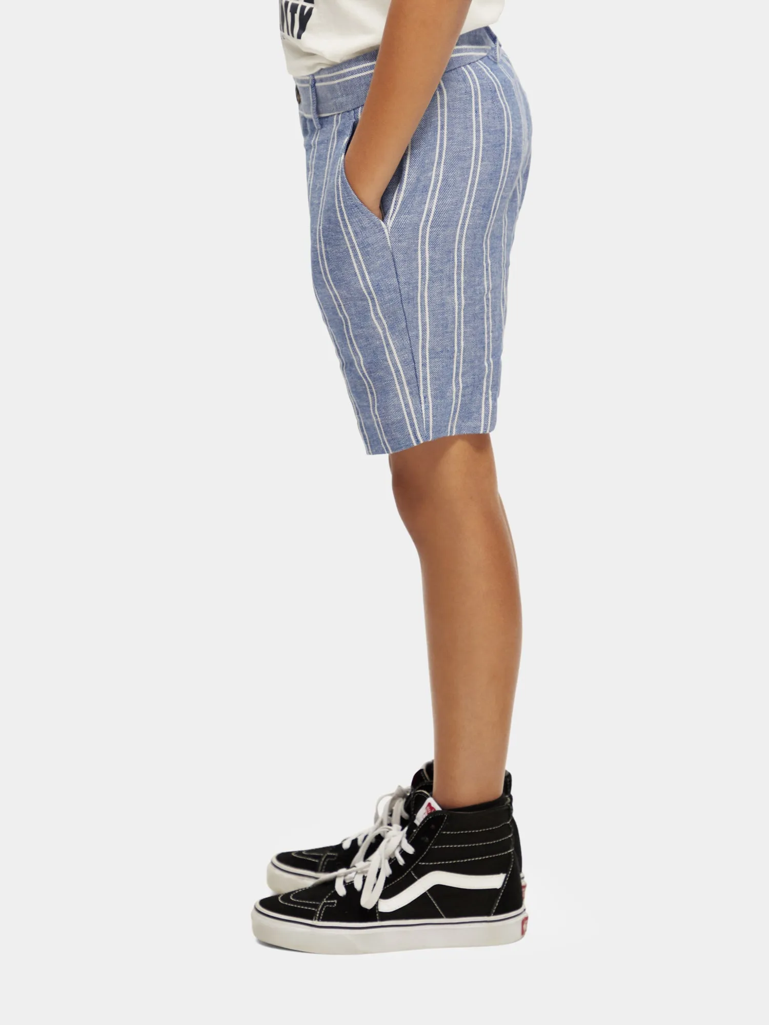 Kids - Striped linen blend shorts