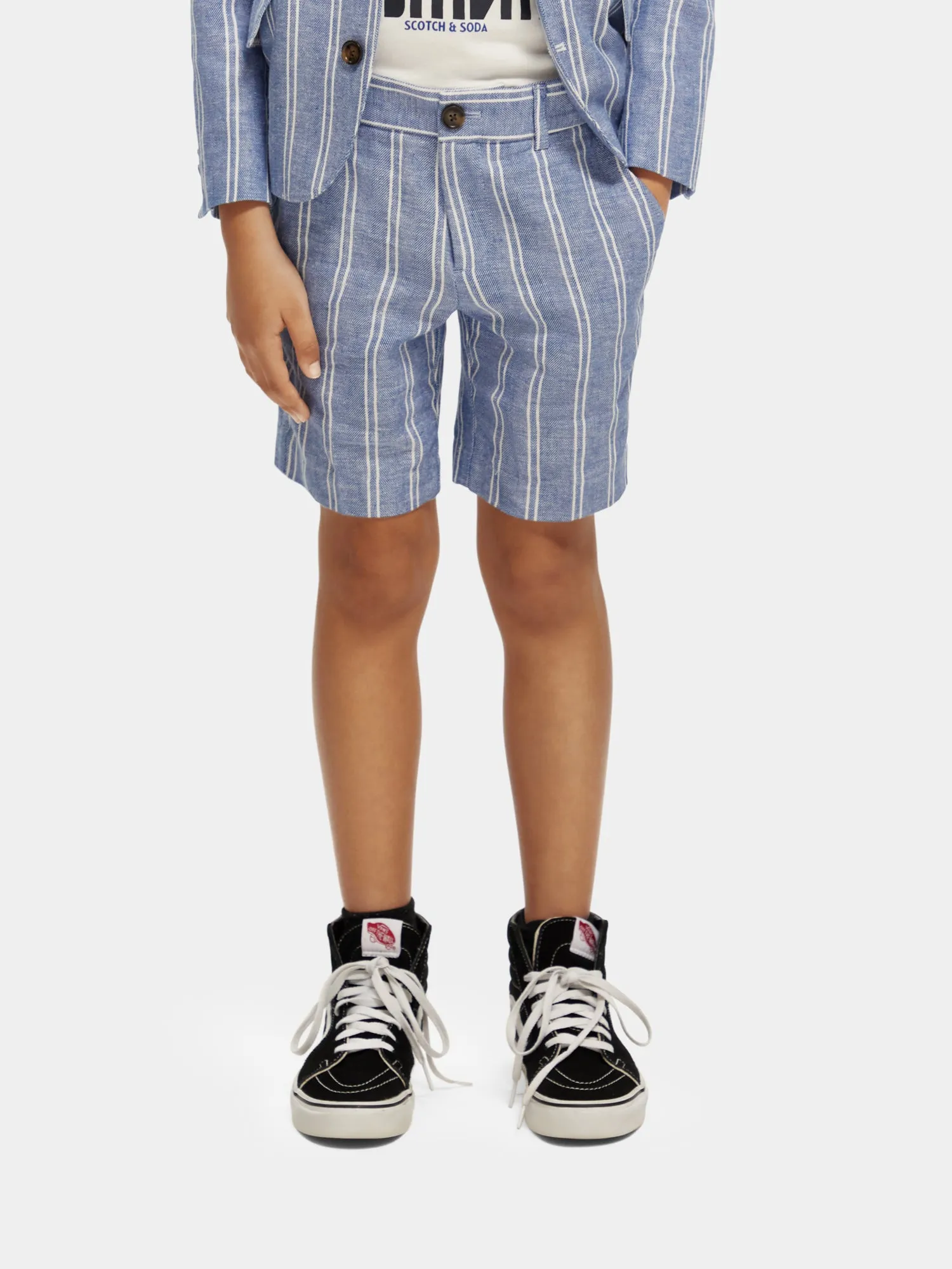 Kids - Striped linen blend shorts