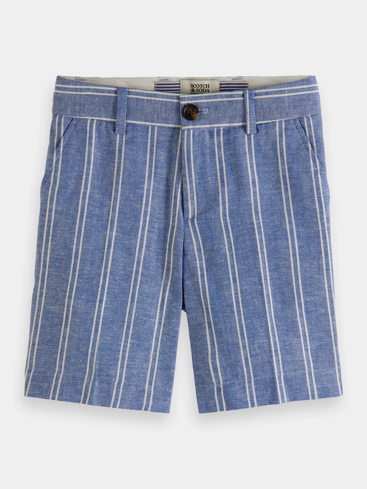 Kids - Striped linen blend shorts