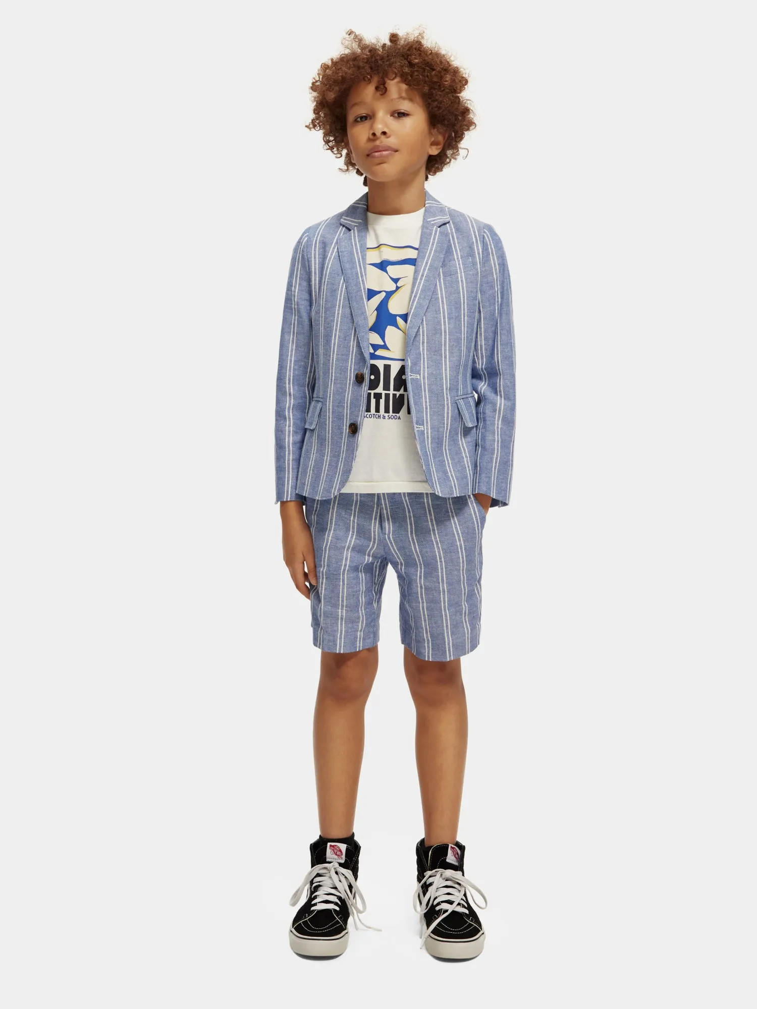 Kids - Striped linen blend shorts