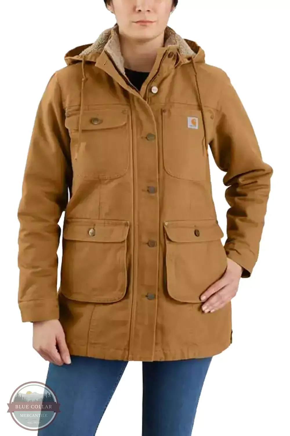 Loose Fit Washed Duck Coat 105512-BRN