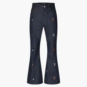 Louis Vuitton Embroidered Bootcut Denim Pants Henry Taylor Indigo