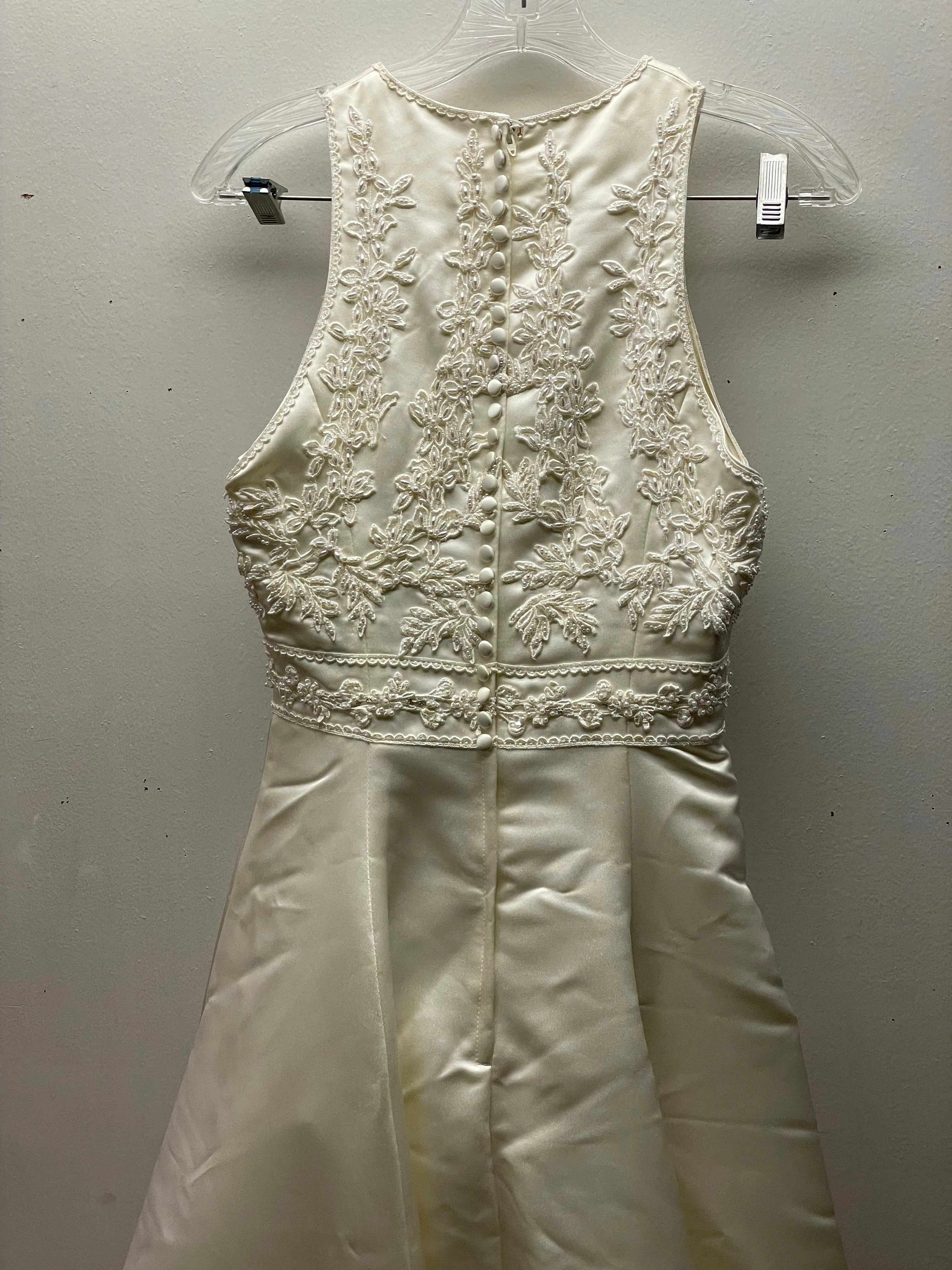 <€€*v Demetrios Bridal Size 6 Ivory Beaded Sleeveless  Wedding Dress Gown Removable Train
