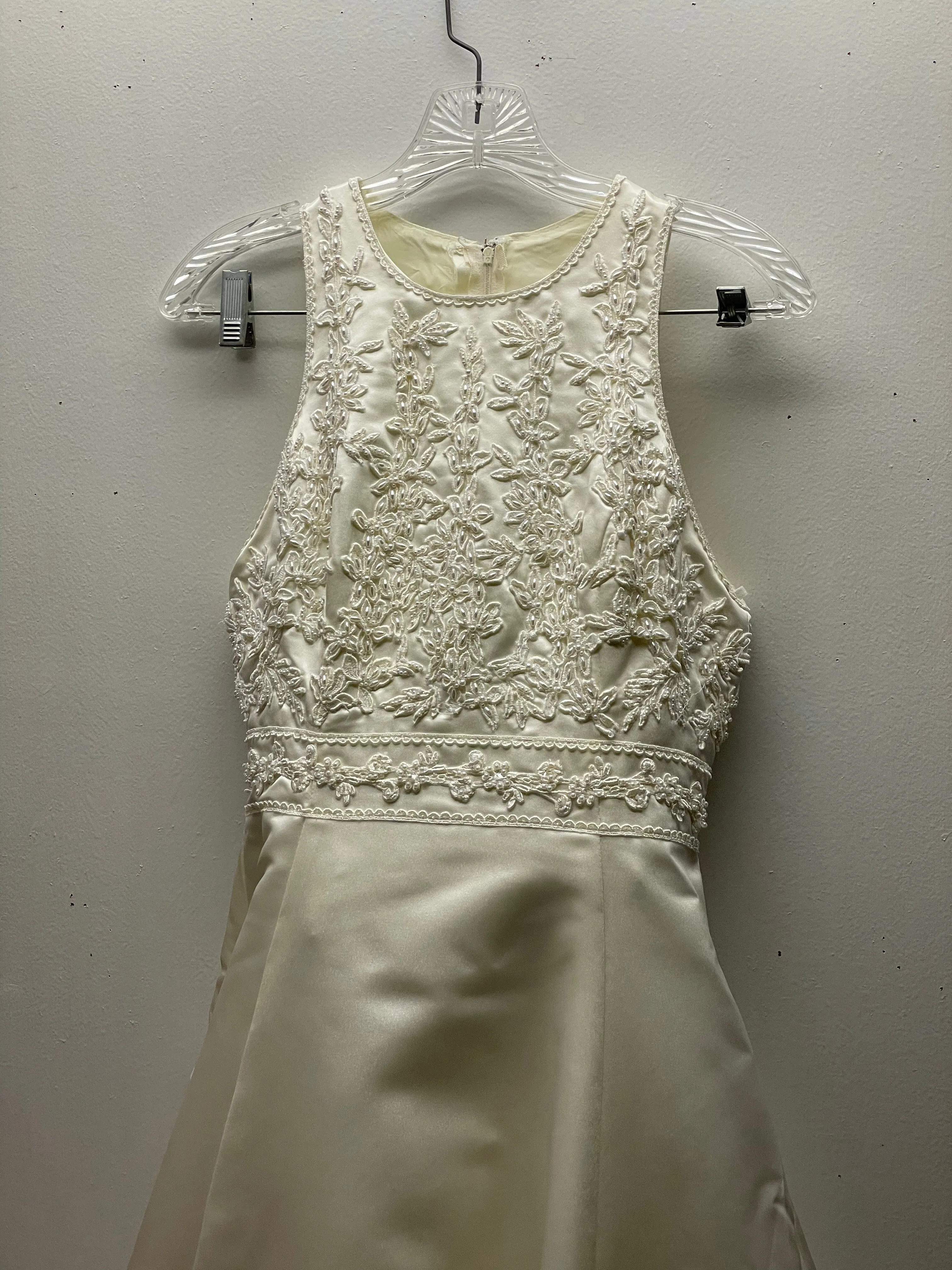 <€€*v Demetrios Bridal Size 6 Ivory Beaded Sleeveless  Wedding Dress Gown Removable Train
