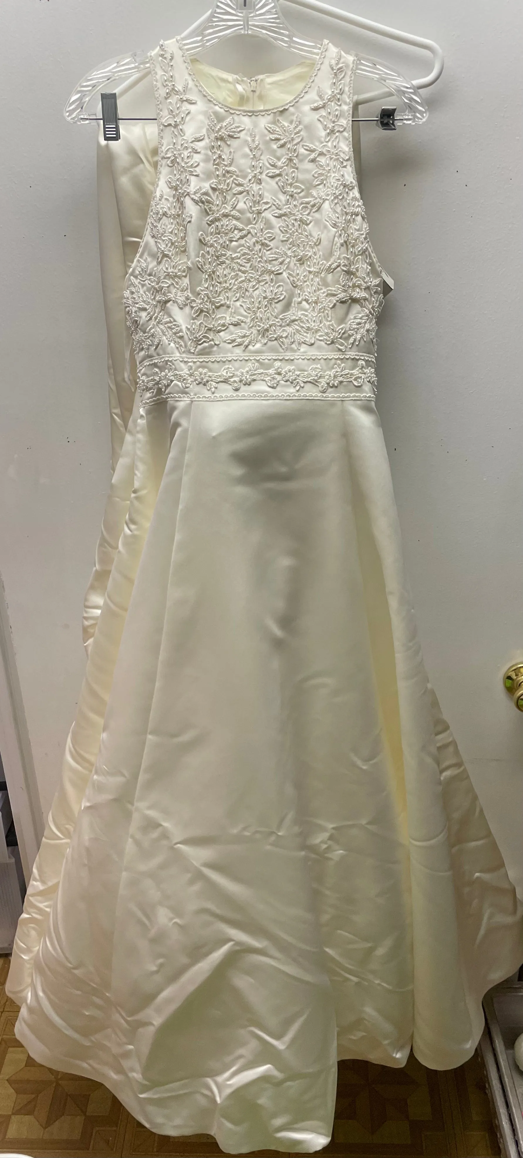 <€€*v Demetrios Bridal Size 6 Ivory Beaded Sleeveless  Wedding Dress Gown Removable Train