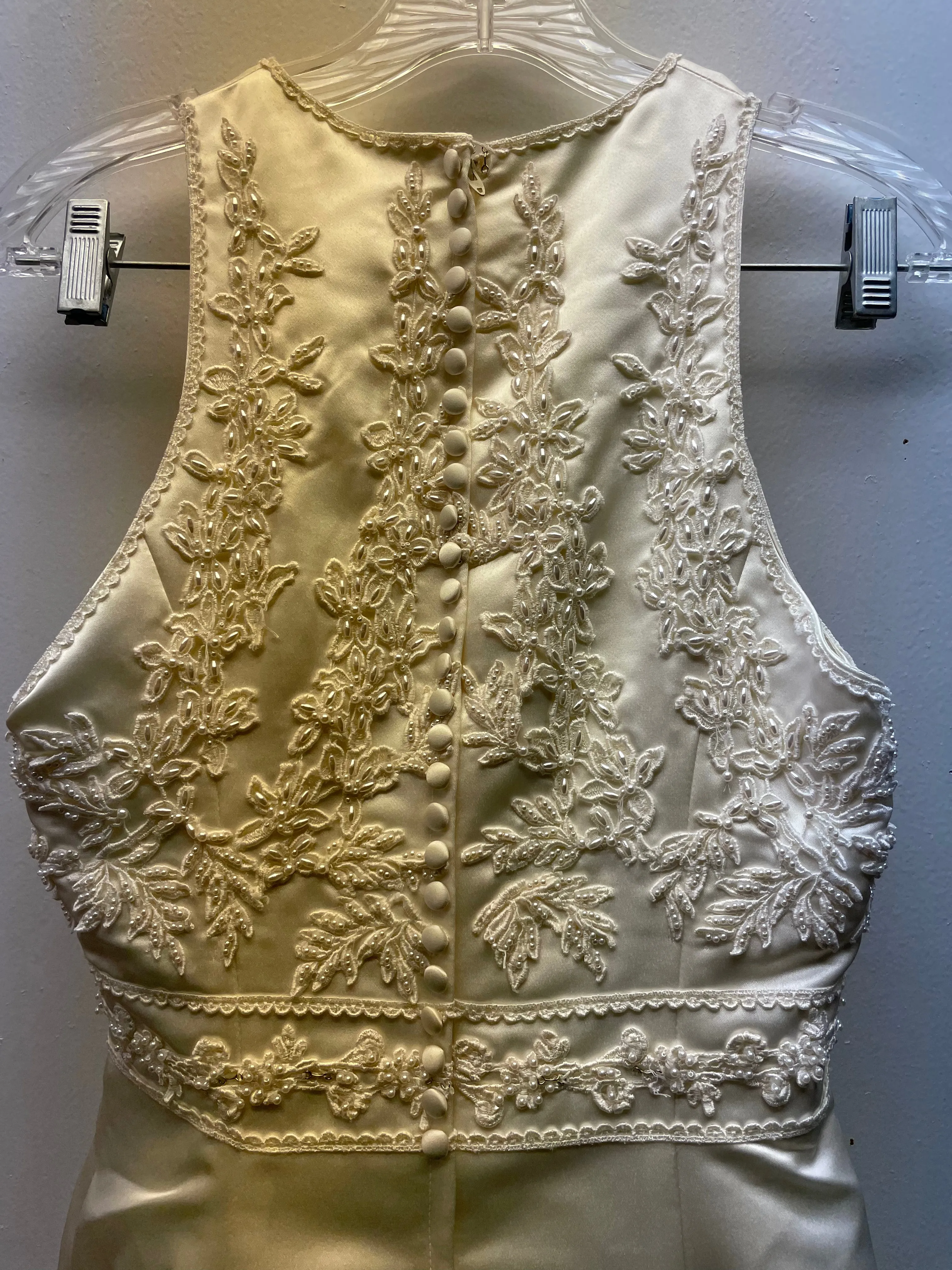 <€€*v Demetrios Bridal Size 6 Ivory Beaded Sleeveless  Wedding Dress Gown Removable Train