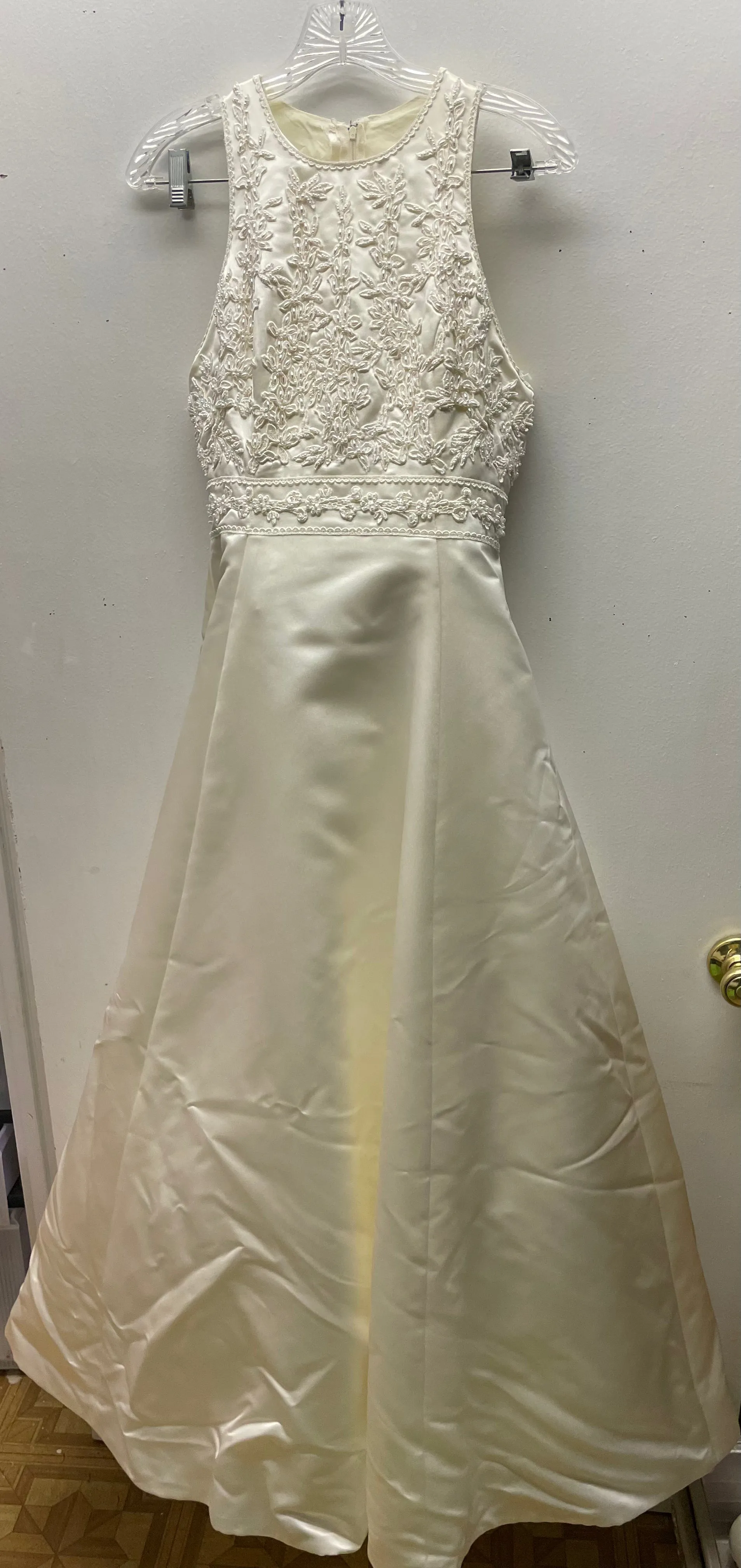 <€€*v Demetrios Bridal Size 6 Ivory Beaded Sleeveless  Wedding Dress Gown Removable Train