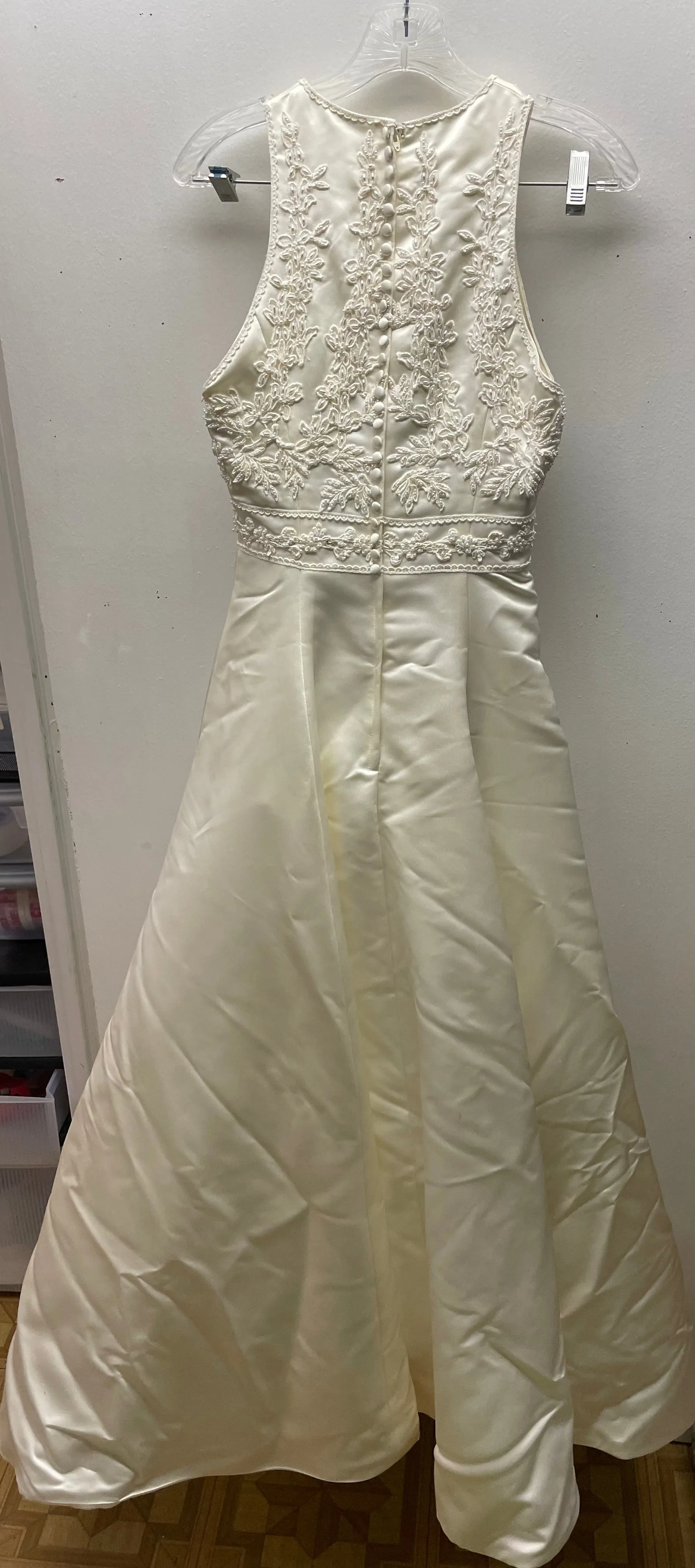 <€€*v Demetrios Bridal Size 6 Ivory Beaded Sleeveless  Wedding Dress Gown Removable Train