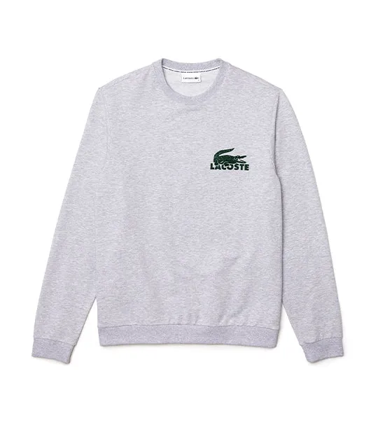 Men's Cotton Fleece Indoor Sweatshirt Silver Chine/Green