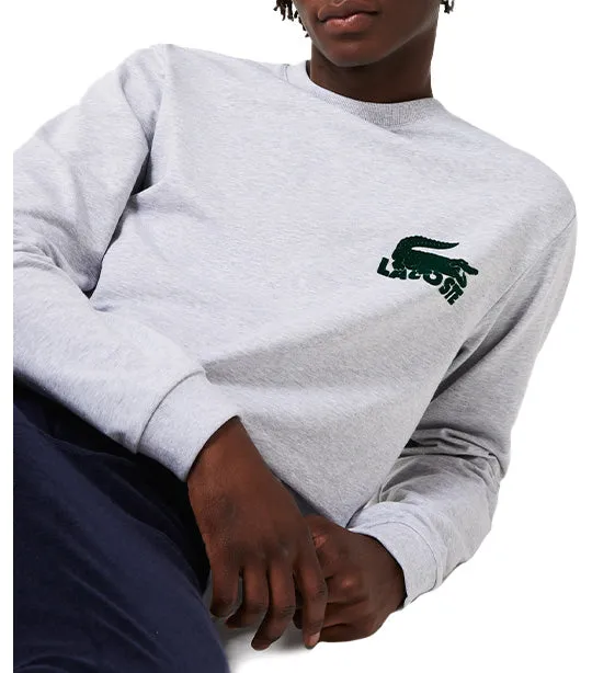 Men's Cotton Fleece Indoor Sweatshirt Silver Chine/Green