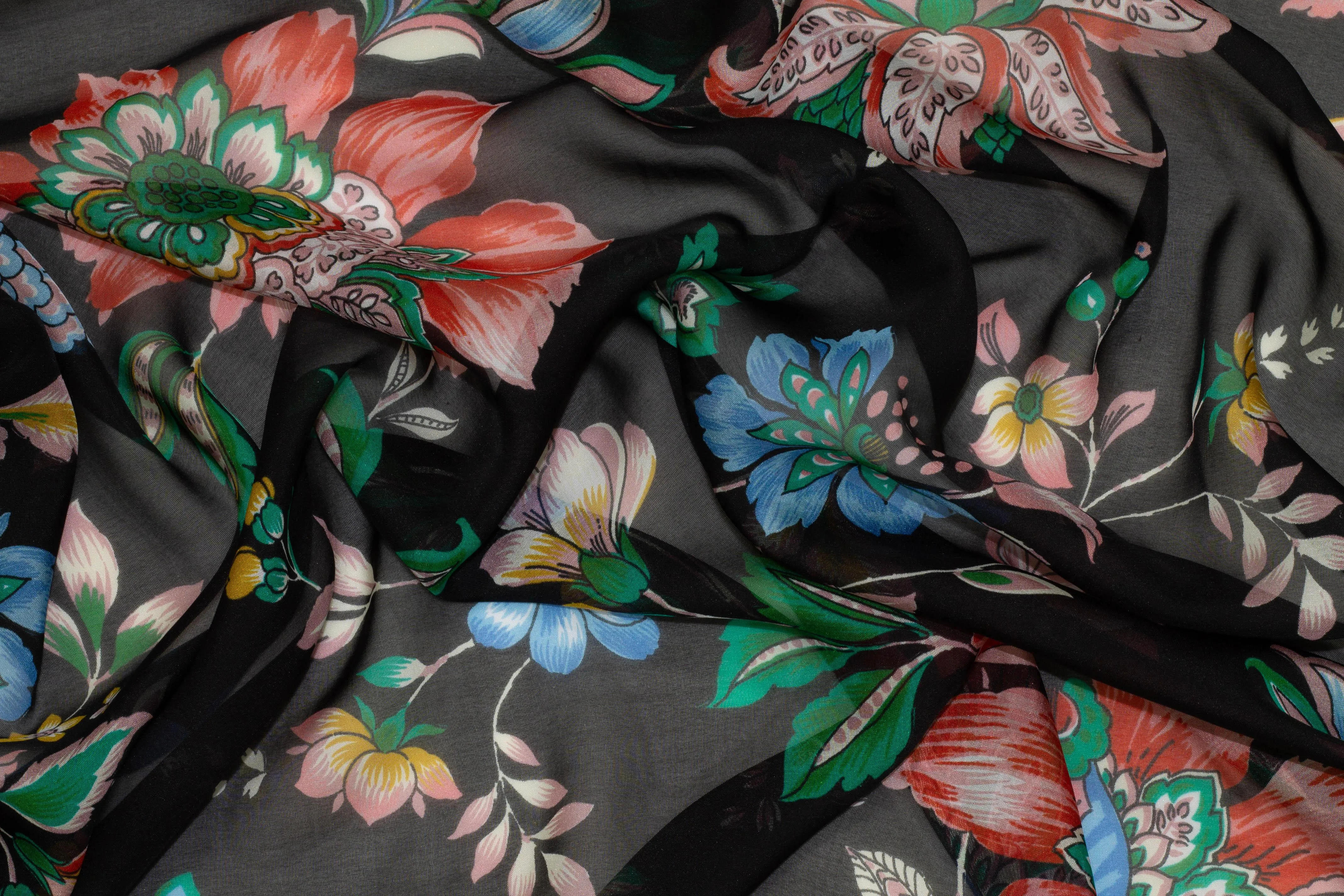 Multicolor Floral Silk Chiffon