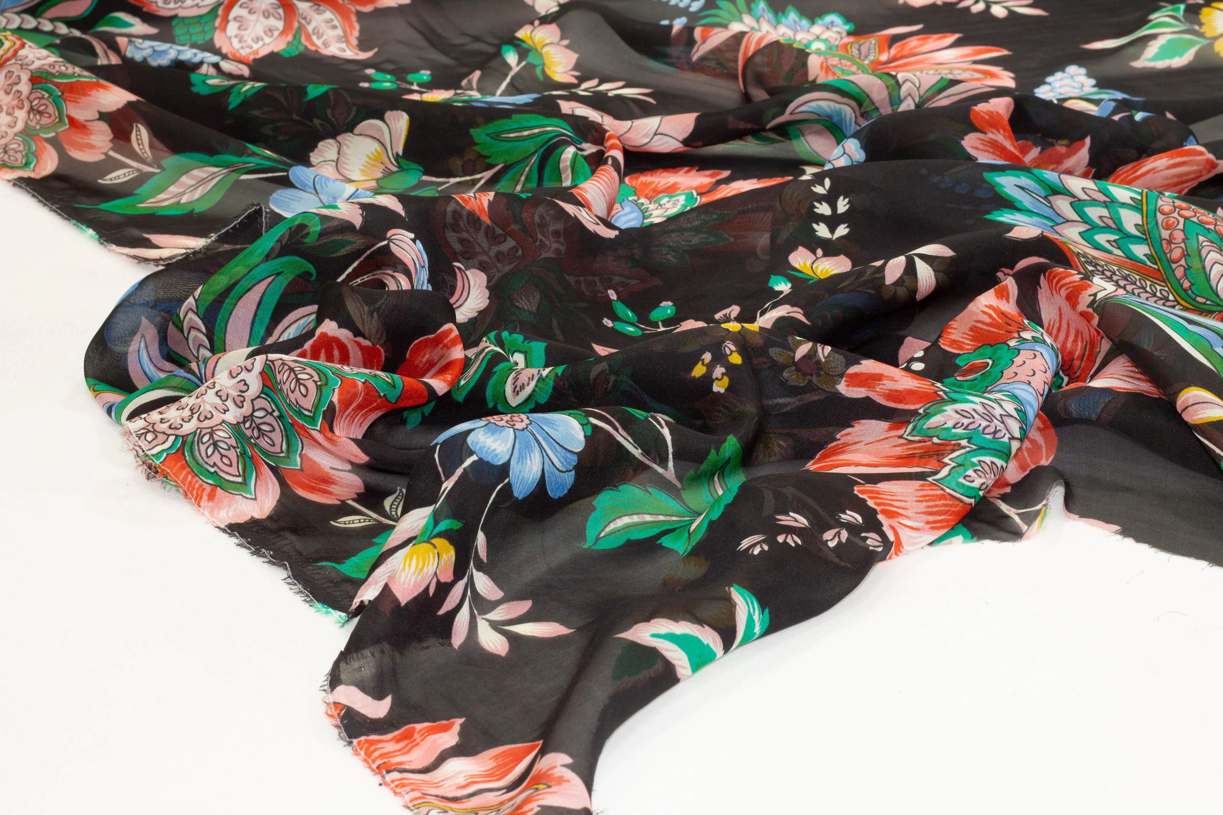 Multicolor Floral Silk Chiffon