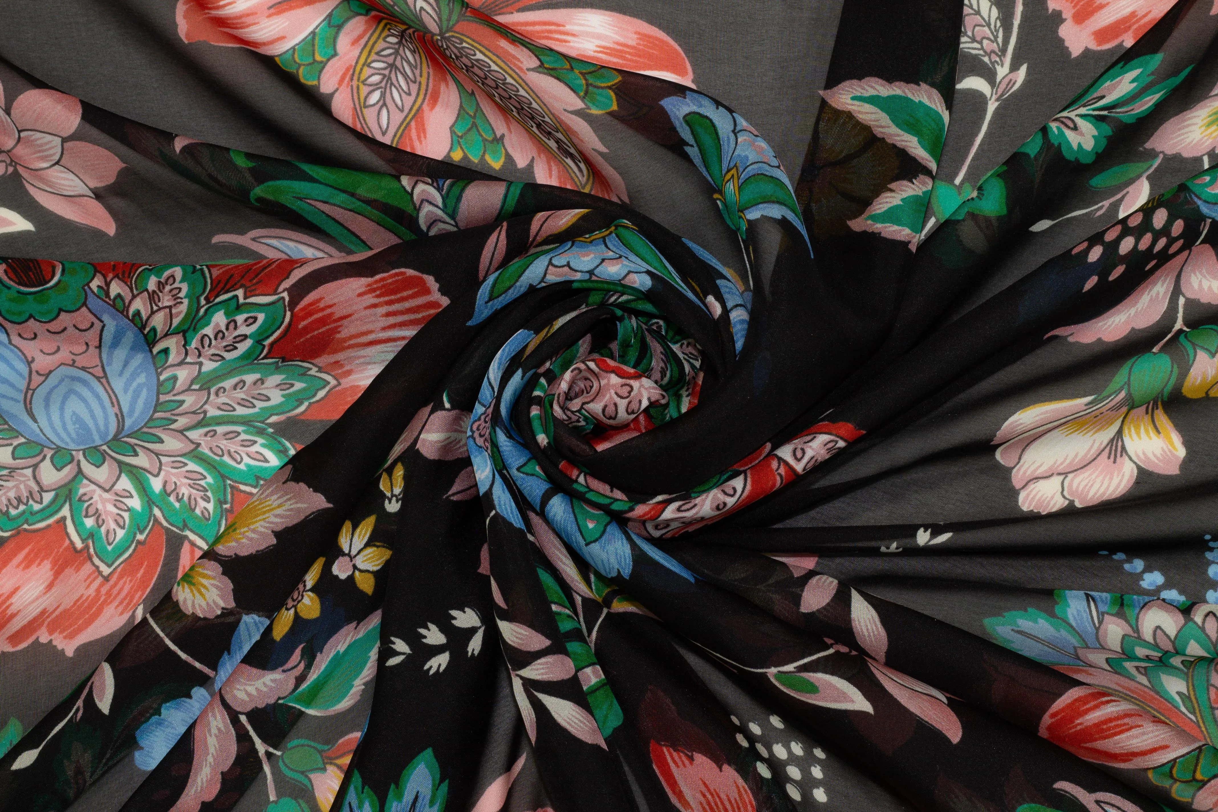 Multicolor Floral Silk Chiffon