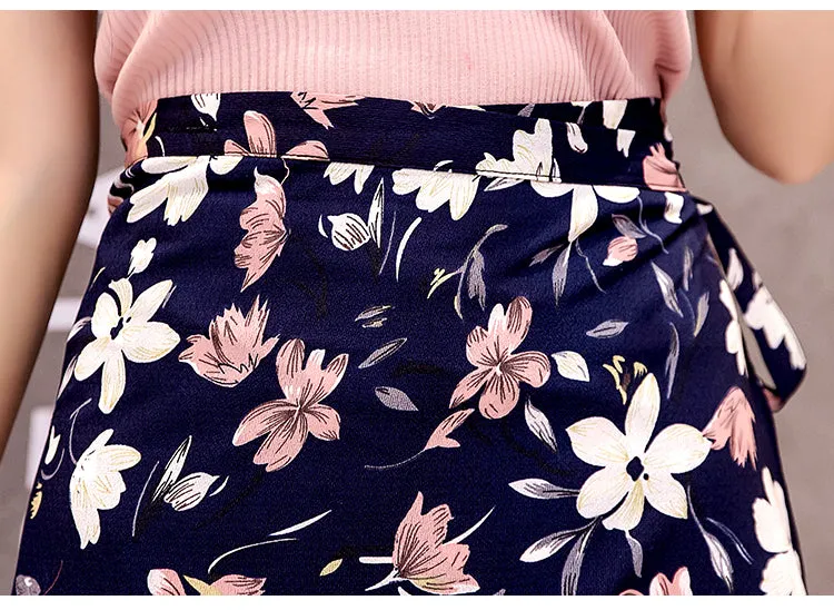 One-Piece Skirt Women Summer Lace Chiffon Mid-Length Floral Seaside Holiday Beach Skirt