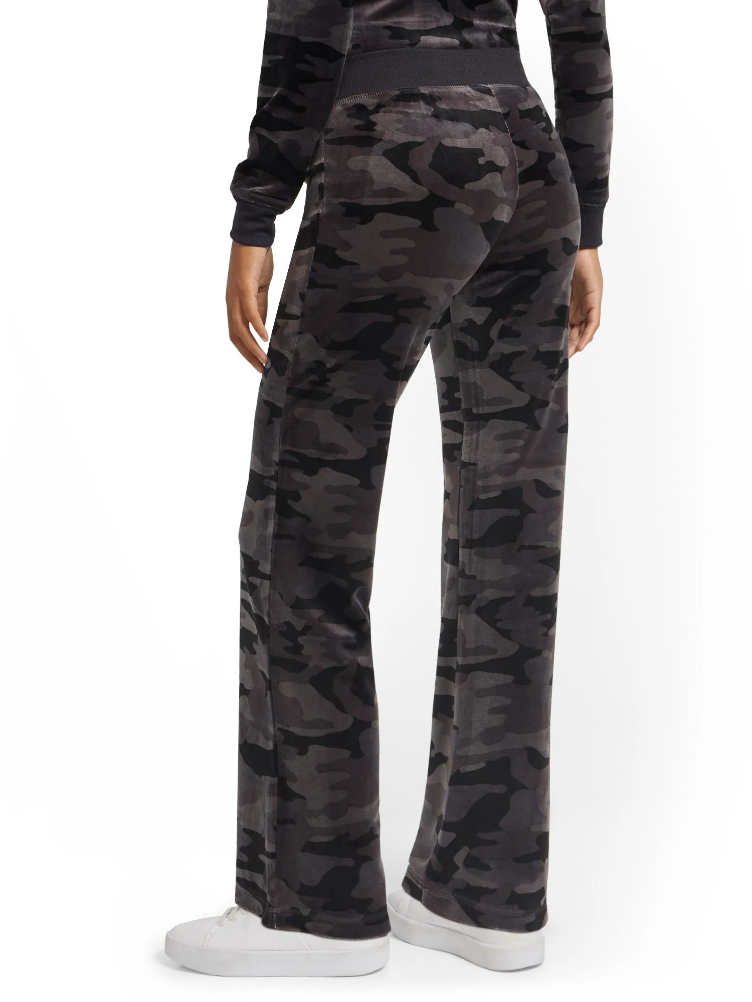 Petite Camo-Print Velour Straight-Leg Pant - Dreamy Velour Collection