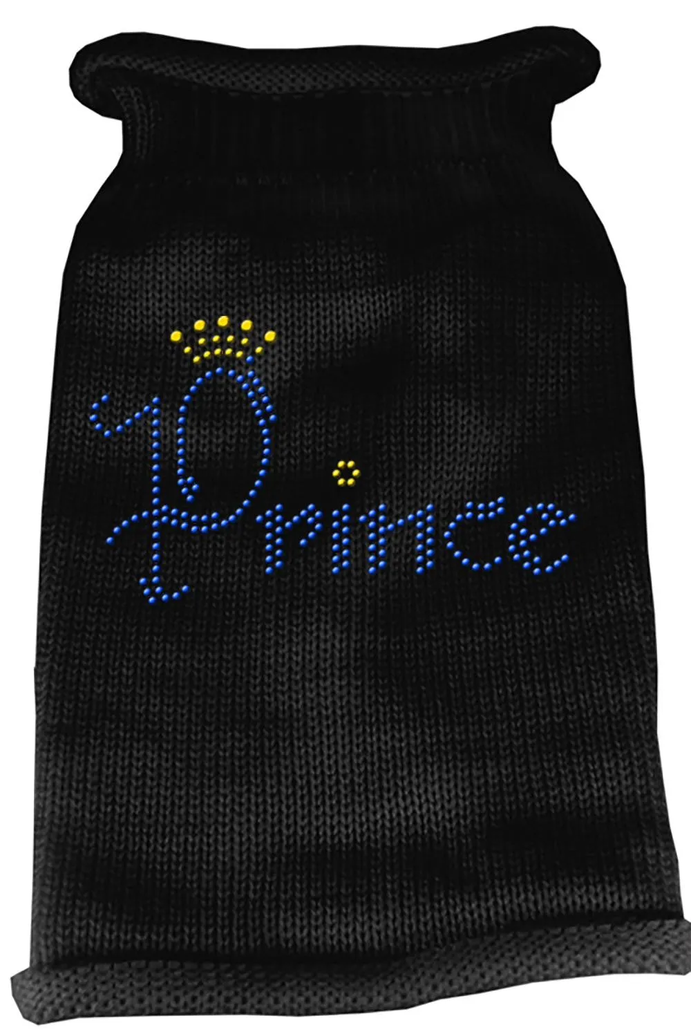 Prince Rhinestone Knit Pet Sweater XS Black