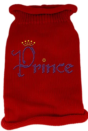 Prince Rhinestone Knit Pet Sweater XXL Red