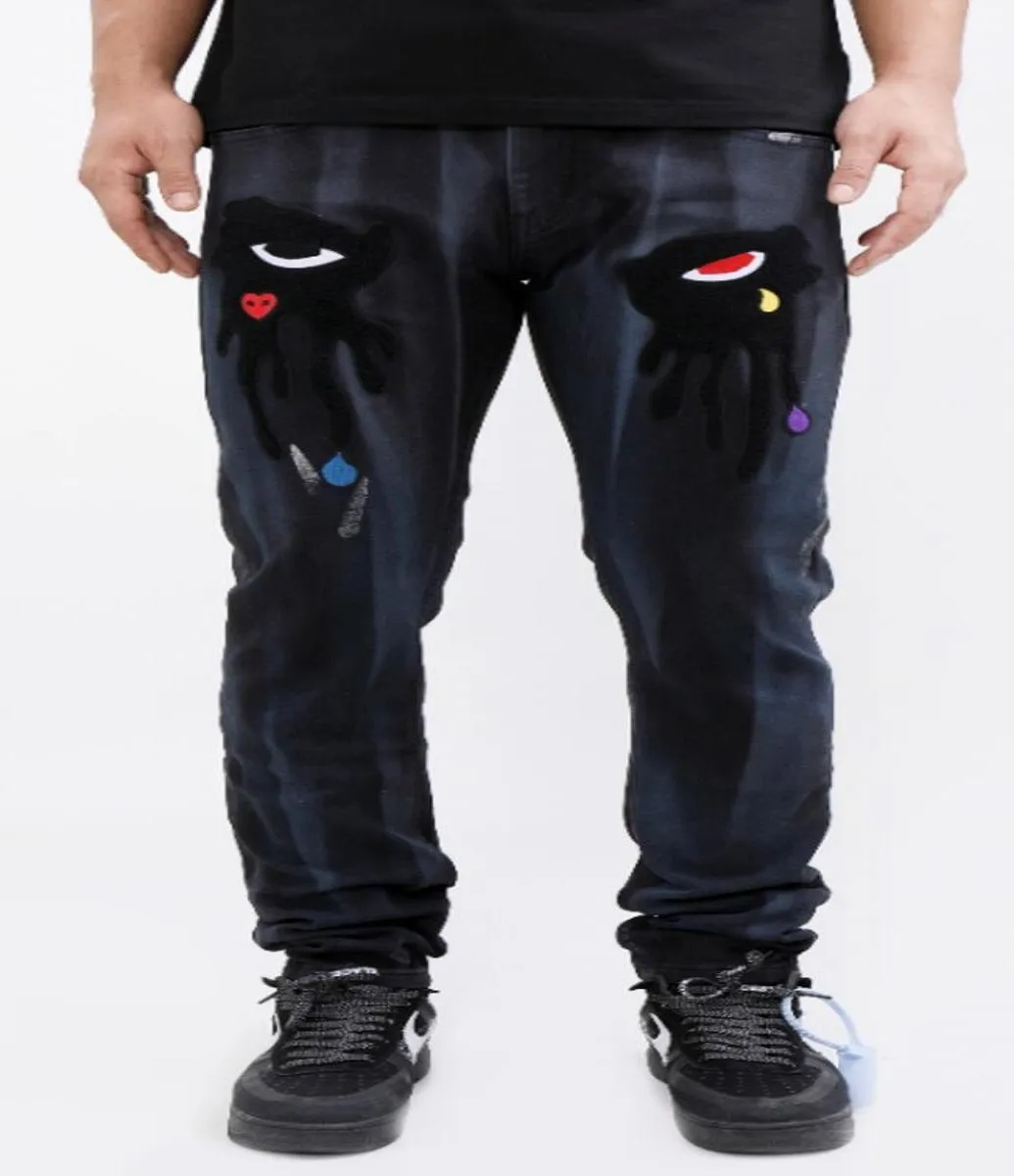 Roku Studio-Tear Drip Denim Pants-Black Cloud