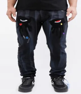 Roku Studio-Tear Drip Denim Pants-Black Cloud