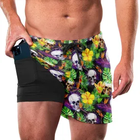 SKULL AND PALM QUICKDRY POCKET 2 IN 1 18'' RUNNING SHORTS