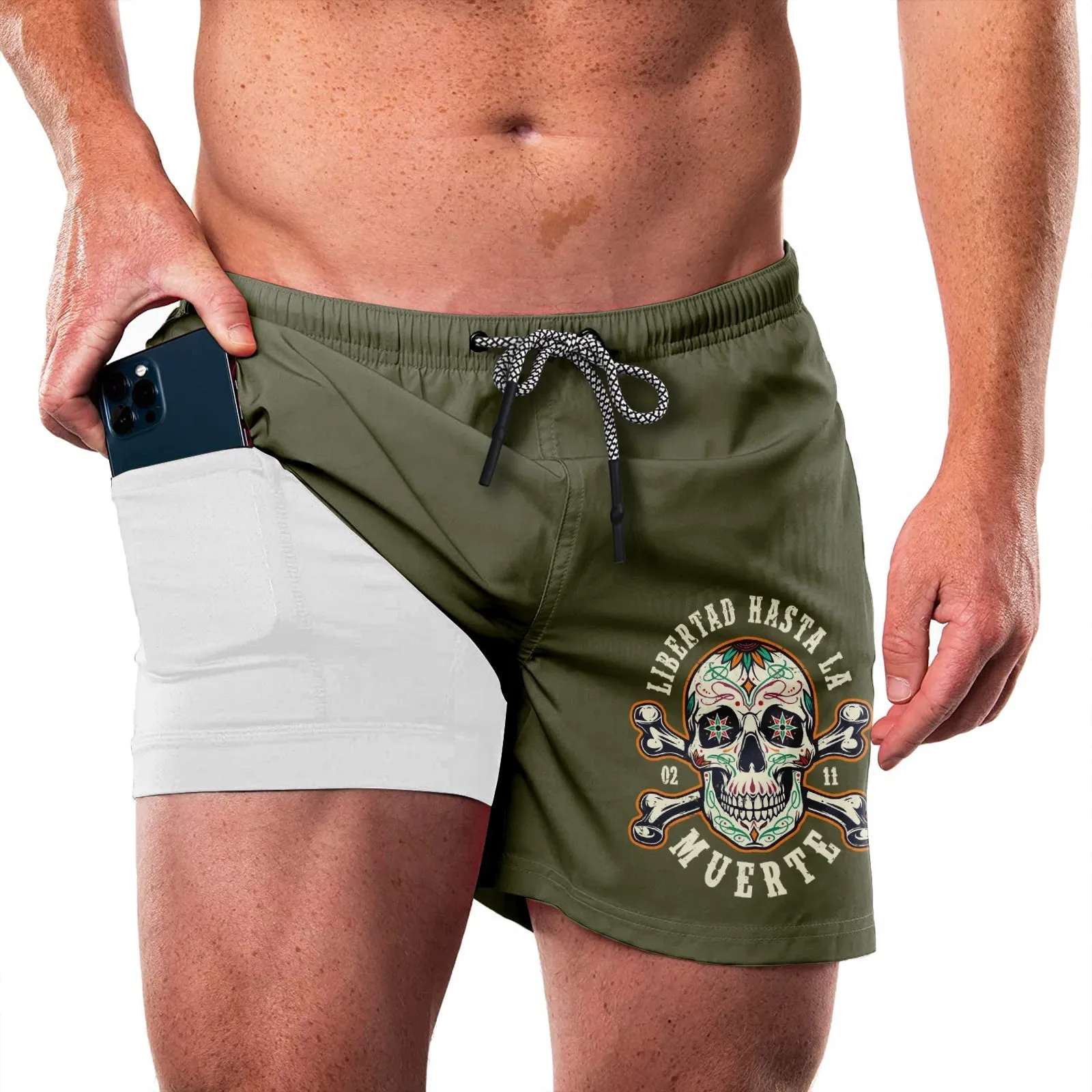 SKULL QUICKDRY POCKET 2 IN 1 7'' INSEAM RUNNING SHORTS