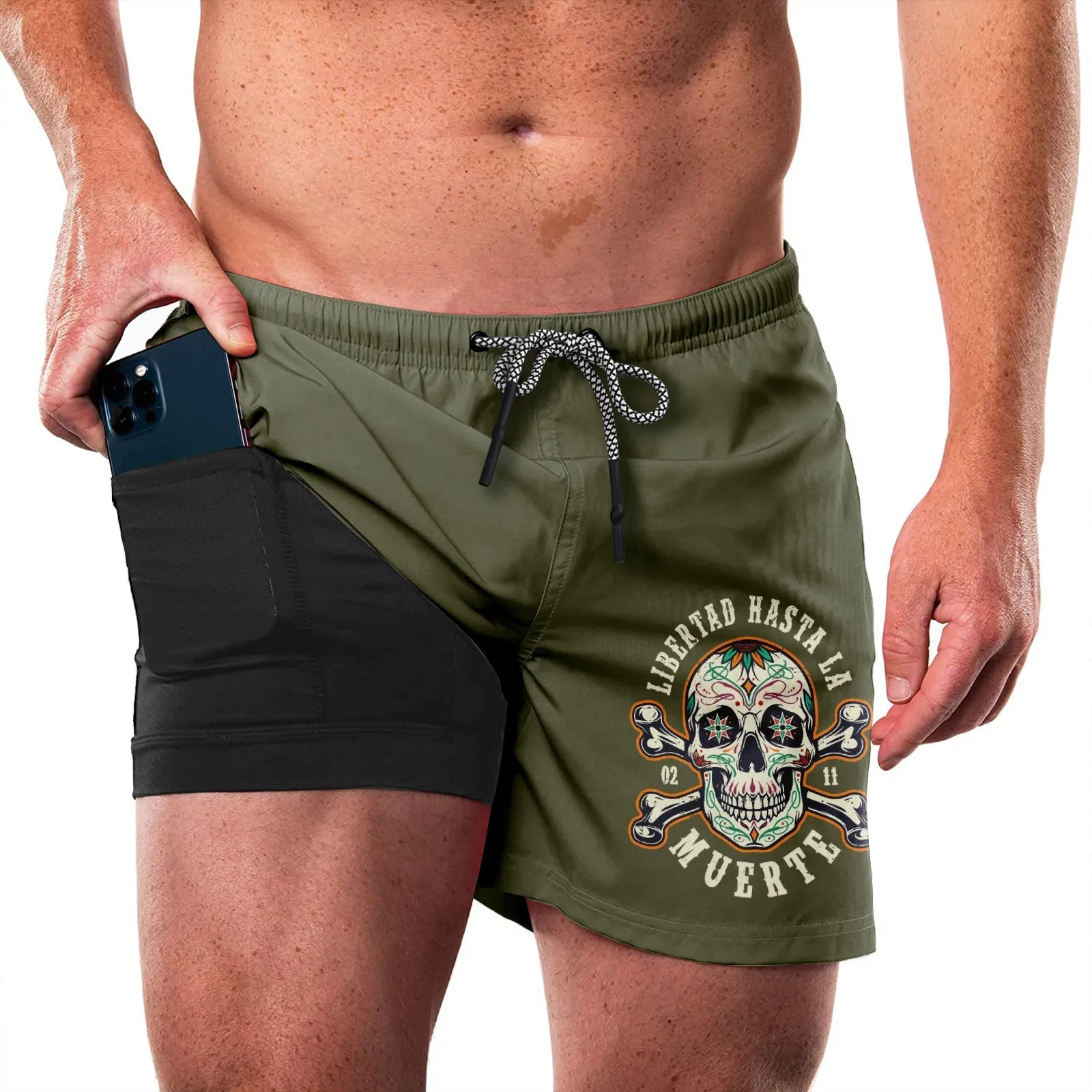 SKULL QUICKDRY POCKET 2 IN 1 7'' INSEAM RUNNING SHORTS