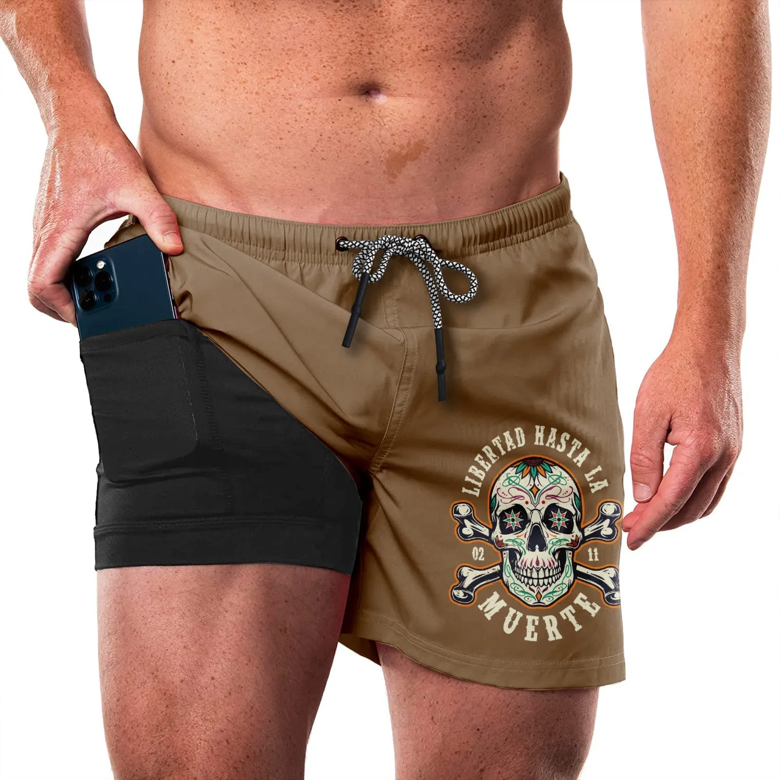 SKULL QUICKDRY POCKET 2 IN 1 7'' INSEAM RUNNING SHORTS